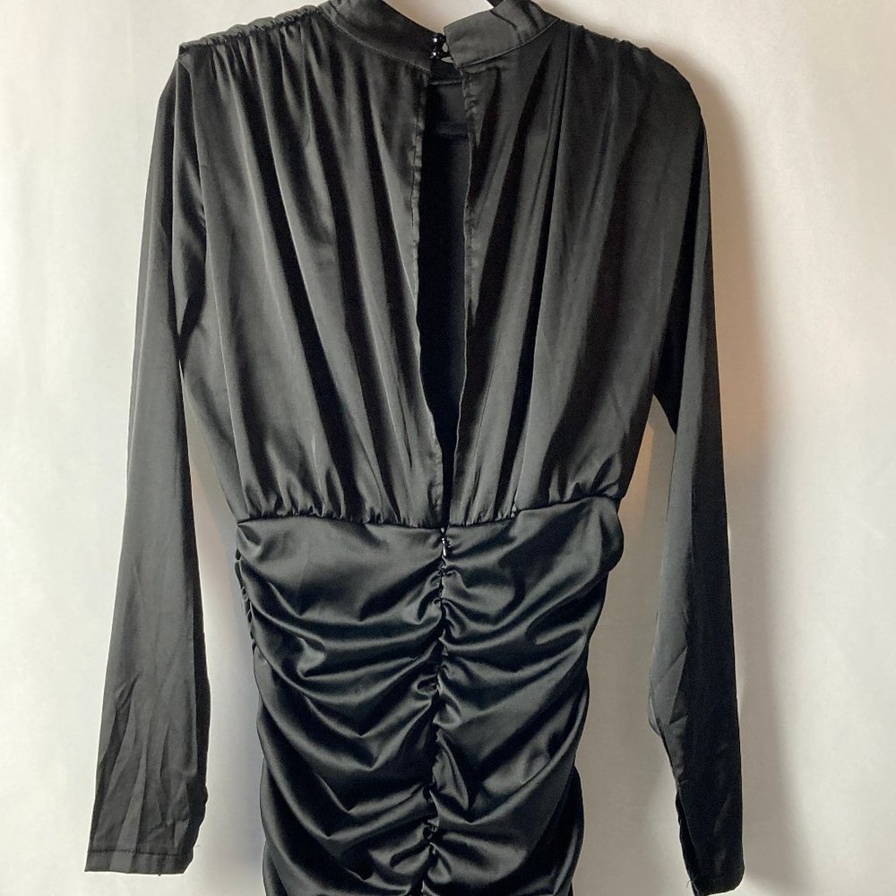 Chic Boutique Rose Satin Look Ruched Dress